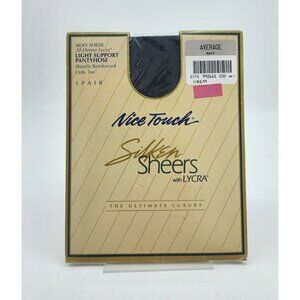 Nice Touch Silken Sheer Light Support Reinforced Only Toe Pantyhose Navy Average